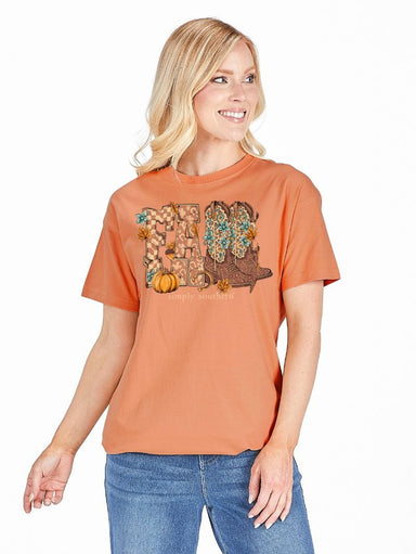 Simply Southern Fall Boots Graphic Tee - Caramel - The Bronze Butterfly