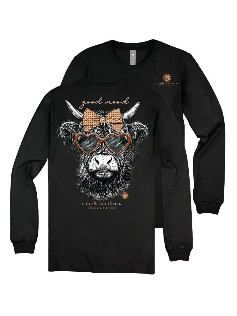 Simply Southern Good Mood Long Sleeve Tee | Black - The Bronze Butterfly