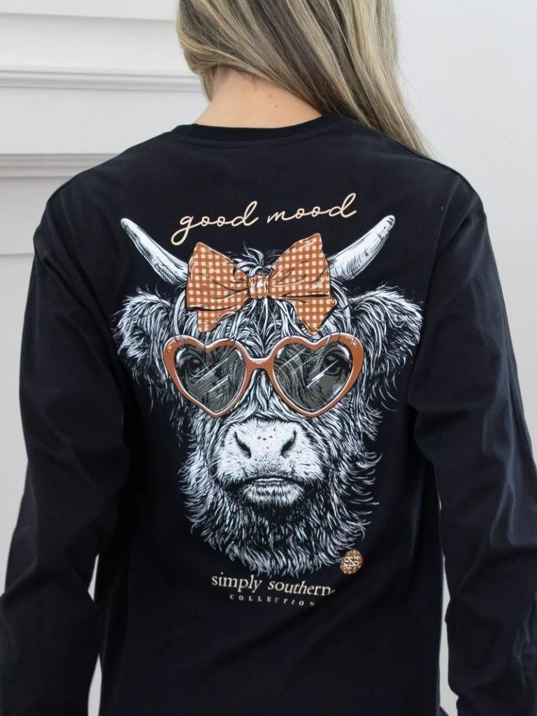 Simply Southern Good Mood Long Sleeve Tee | Black - The Bronze Butterfly