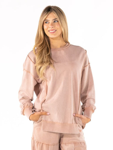 Simply Southern Mineral Wash Crewneck Sweatshirt in Fawn - The Bronze Butterfly