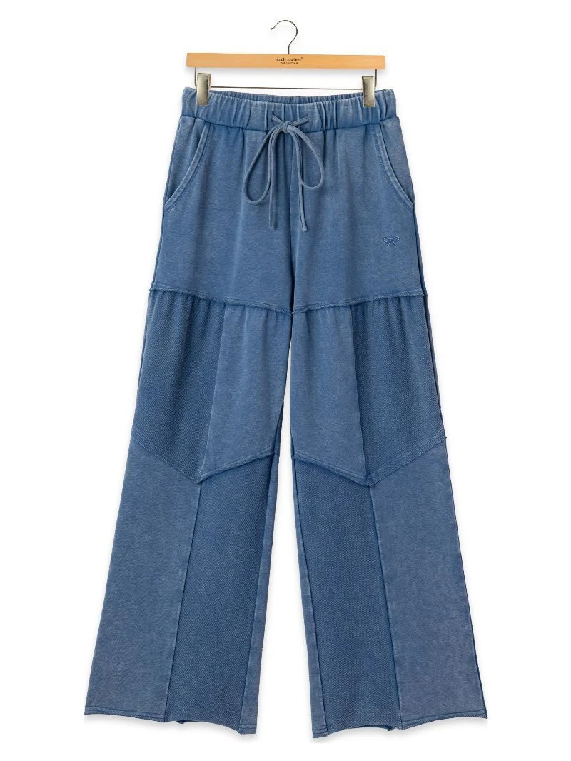 Simply Southern Mineral Wash Wide Leg Pant in Blue - The Bronze Butterfly