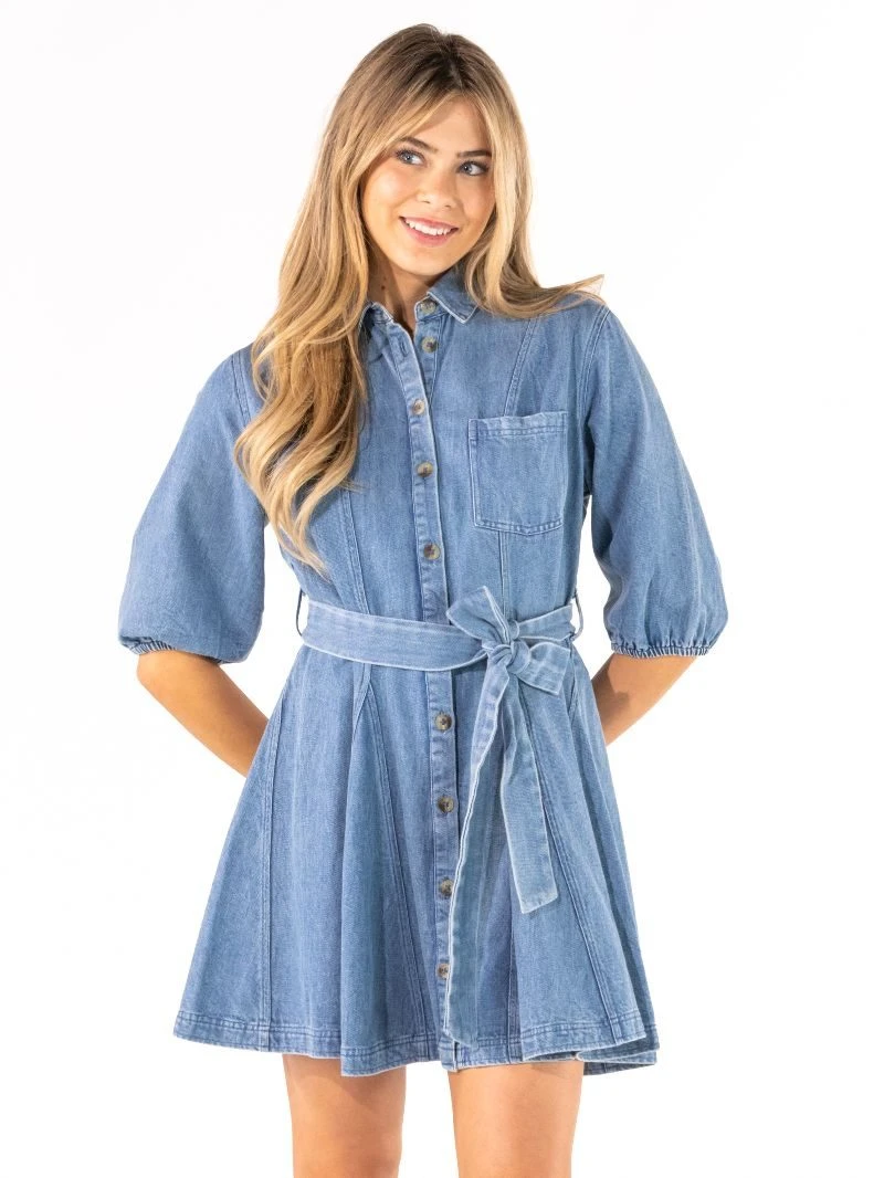 Simply Southern Western Button-Up Dress in Denim - The Bronze Butterfly