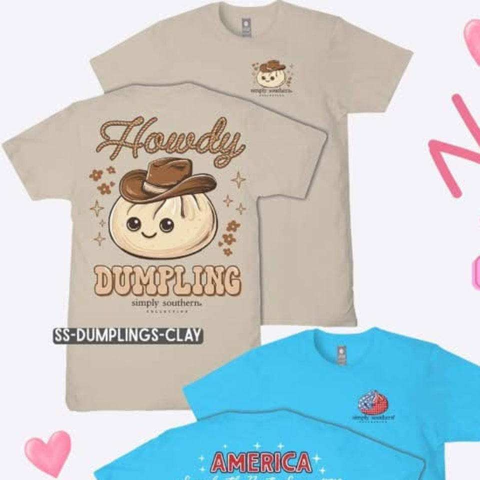 Collection of t-shirts with various designs and 'NEW TEES' text on a white background.