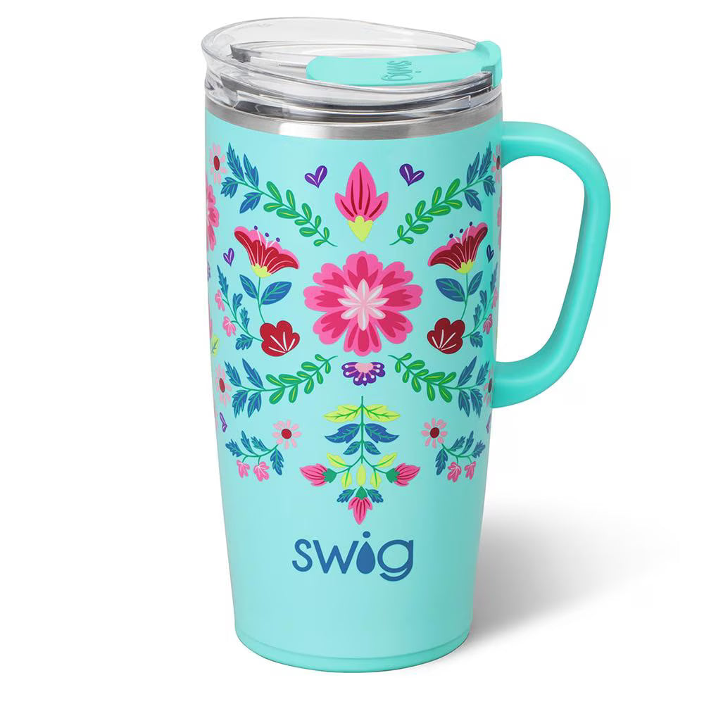 Swig Life Flora Azul 22oz Travel Mug | Insulated | The Bronze Butterfly