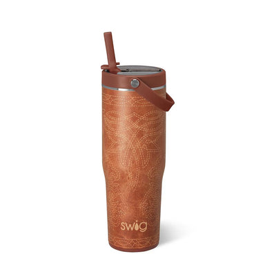 Swig Saddle Stitch Cognac 30oz To-Go Tumbler | The Bronze Butterfly
