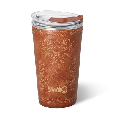 Swig Saddle Stitch Cognac Party Cup 24oz - The Bronze Butterfly