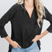 Three-Quarter Sleeve Mandarin Collar Hi-Low Top - The Bronze Butterfly