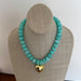 Turquoise Heart Beaded Necklace - The Bronze Butterfly