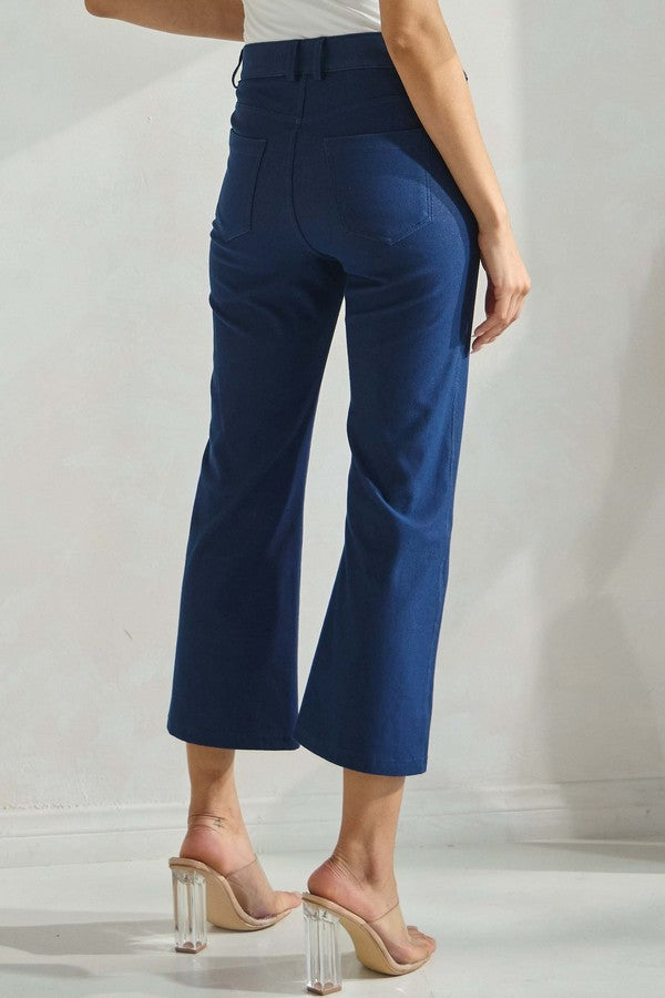 Women's Classic Solid Straight Leg Crop Pants - The Bronze Butterfly