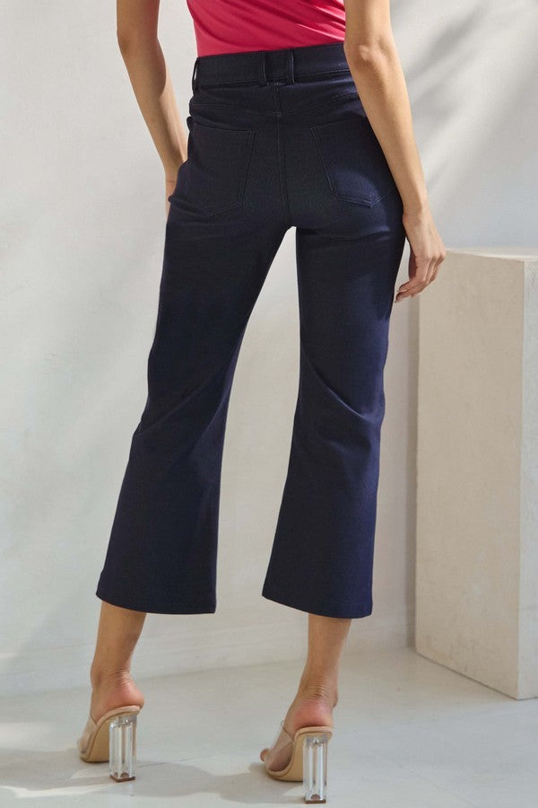 Women's Classic Solid Straight Leg Crop Pants - The Bronze Butterfly