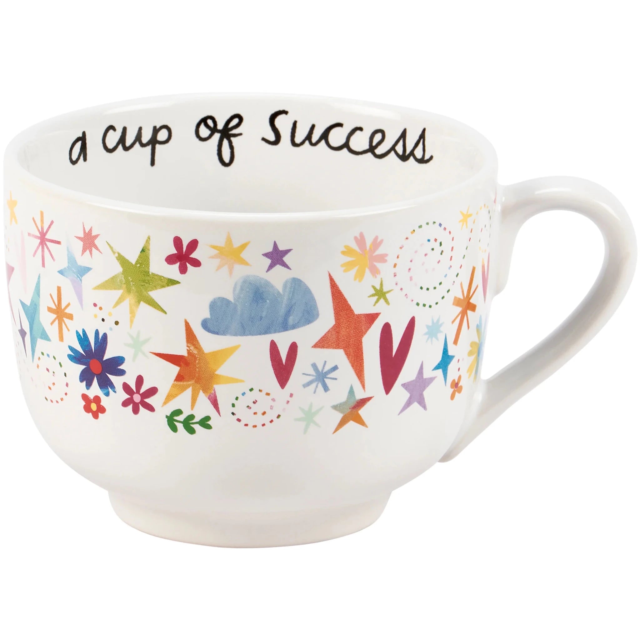 A Cup Of Success Floral Stoneware Mug | 18 oz - The Bronze Butterfly