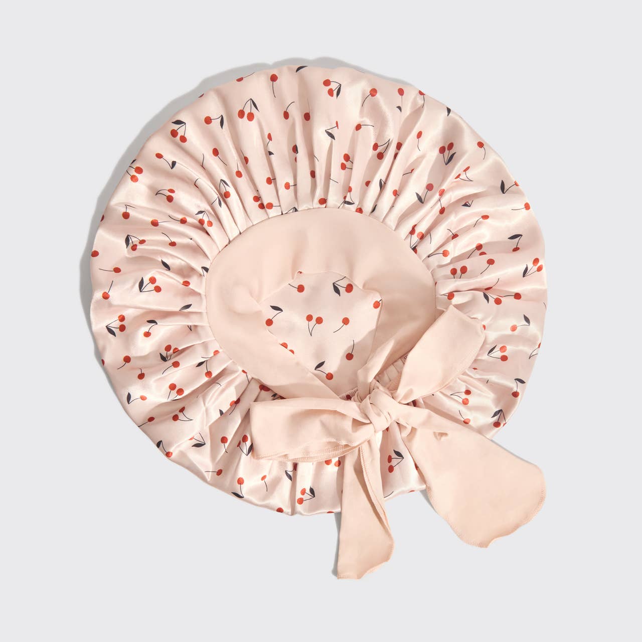 Adjustable Oversized Satin Bonnet - Cherry Print - The Bronze Butterfly