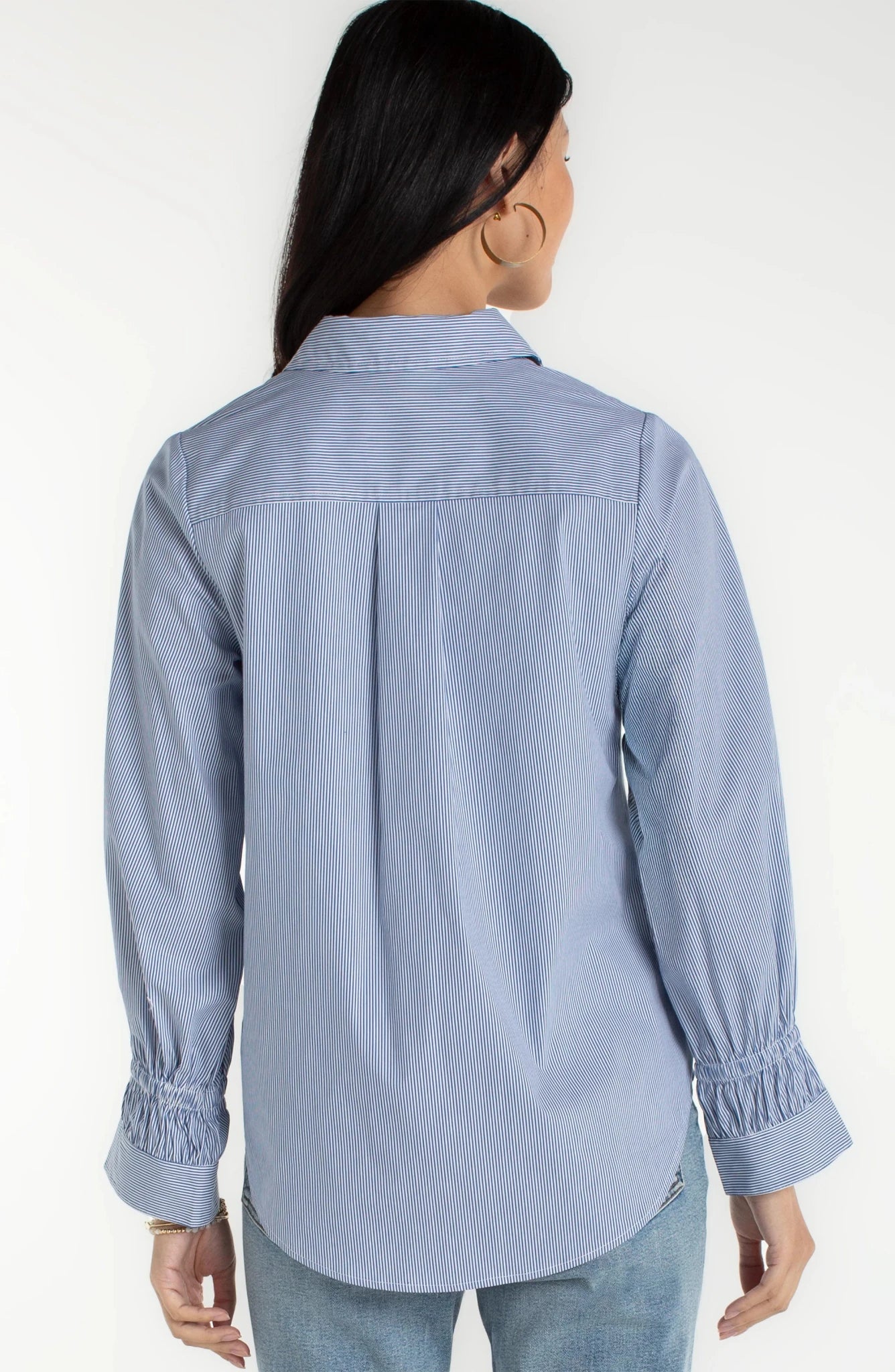 Adjustable Sleeve Button Front Woven Top - The Bronze Butterfly