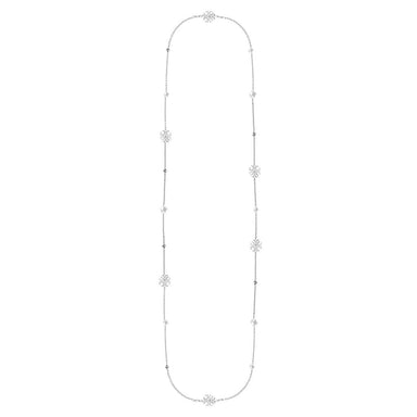 Adorned Pearl Logo Station Necklace Silver - The Bronze Butterfly