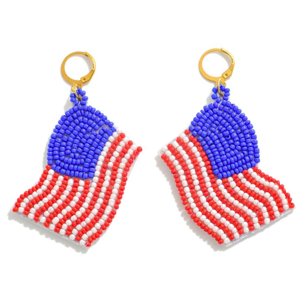 American Flag Bead Drop Earrings - The Bronze Butterfly