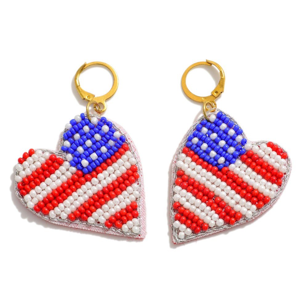 American Flag Bead Drop Earrings - The Bronze Butterfly