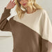 Asymmetrical Two Tone Corduroy Pullover Sweatshirt - The Bronze Butterfly