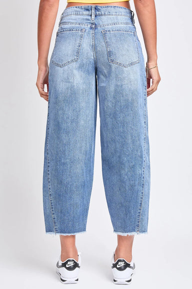 Baggy Cropped Frayed Barrel Jeans - The Bronze Butterfly