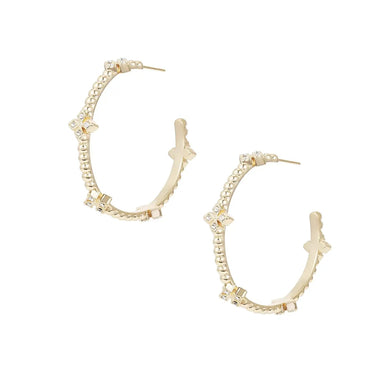 Beaded Cross Hoop Earrings in Gold - The Bronze Butterfly