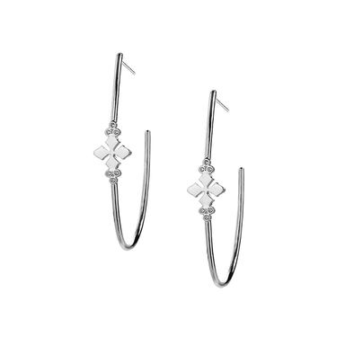 Believer Cross Hoop Earrings Silver - The Bronze Butterfly