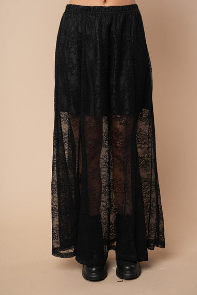 Black High Waist Sheer Lace Maxi Skirt - The Bronze Butterfly