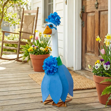 Blue Hydrangea Porch Goose Outfit | Giddy the Goose - The Bronze Butterfly