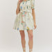 Botanical Print Puff Sleeve Mini Dress - The Bronze Butterfly