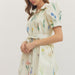 Botanical Print Puff Sleeve Mini Dress - The Bronze Butterfly