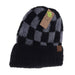 Boucle Checkered Patterned C.C Beanie - The Bronze Butterfly