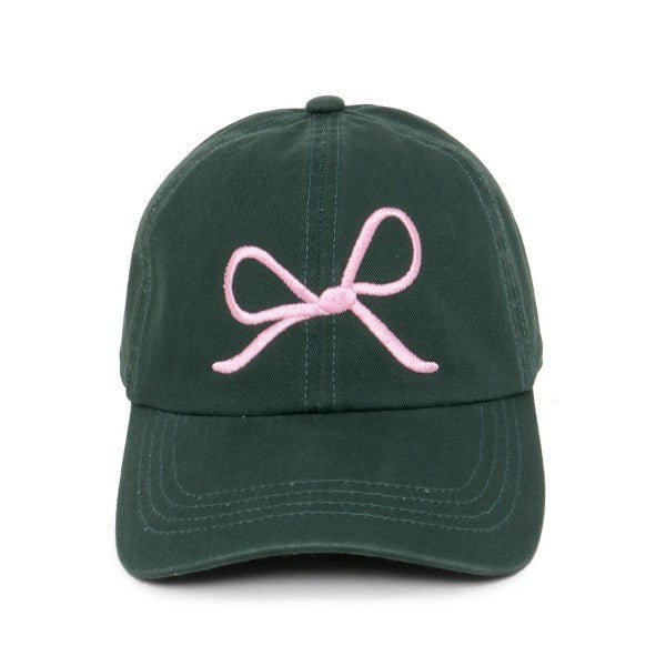 Bow Embroidered Baseball Cap - The Bronze Butterfly