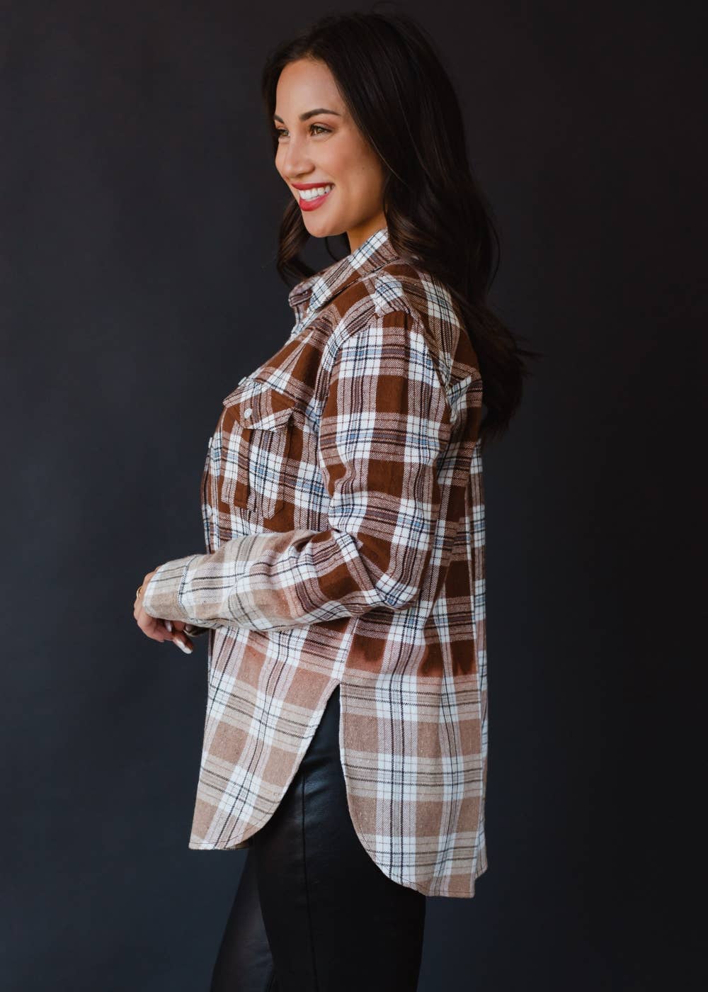 Brown, Black, Blue & White Plaid Flannel - The Bronze Butterfly