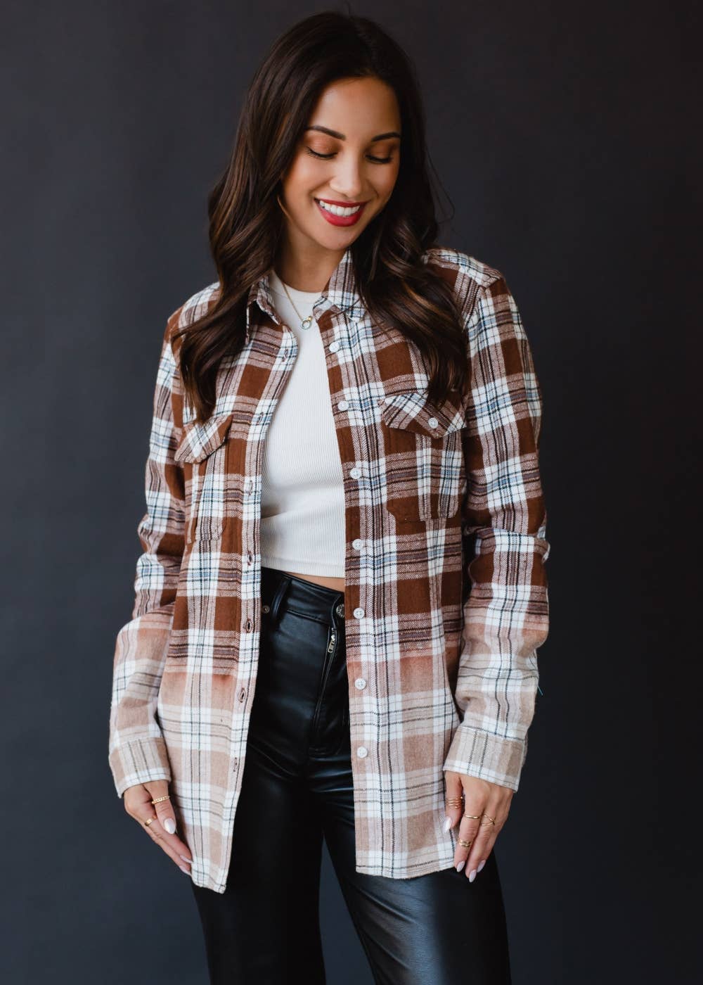 Brown, Black, Blue & White Plaid Flannel - The Bronze Butterfly