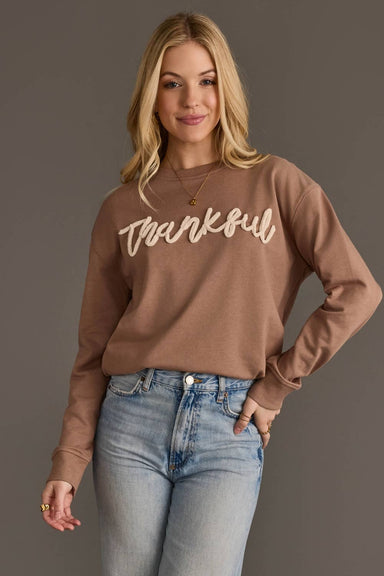 Brown Thankful Sweatshirt - The Bronze Butterfly
