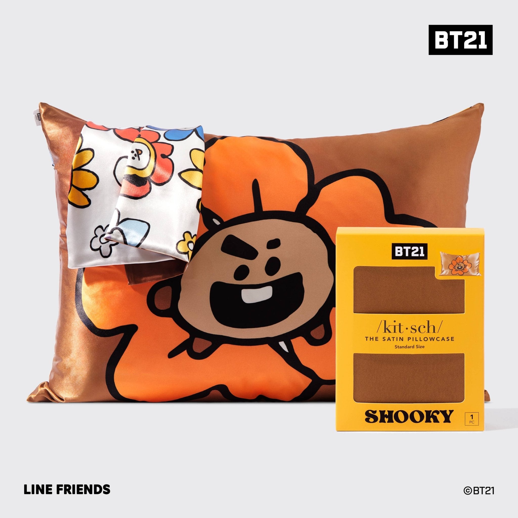 BT21 x Kitsch Satin Pillowcase Standard - Shooky - The Bronze Butterfly