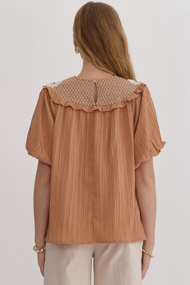 Bubble Sleeve Smocking Top - The Bronze Butterfly