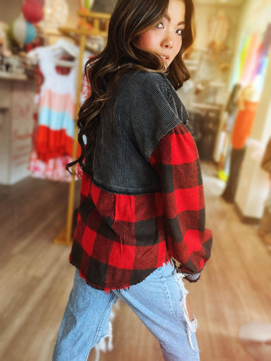 Buffalo Plaid Cord Shacket - The Bronze Butterfly