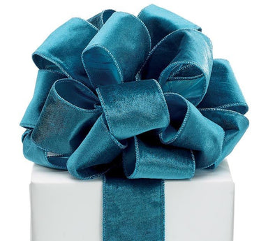 Burton & Burton 40 PEACOCK BLUE VELVET RIBBON - The Bronze Butterfly