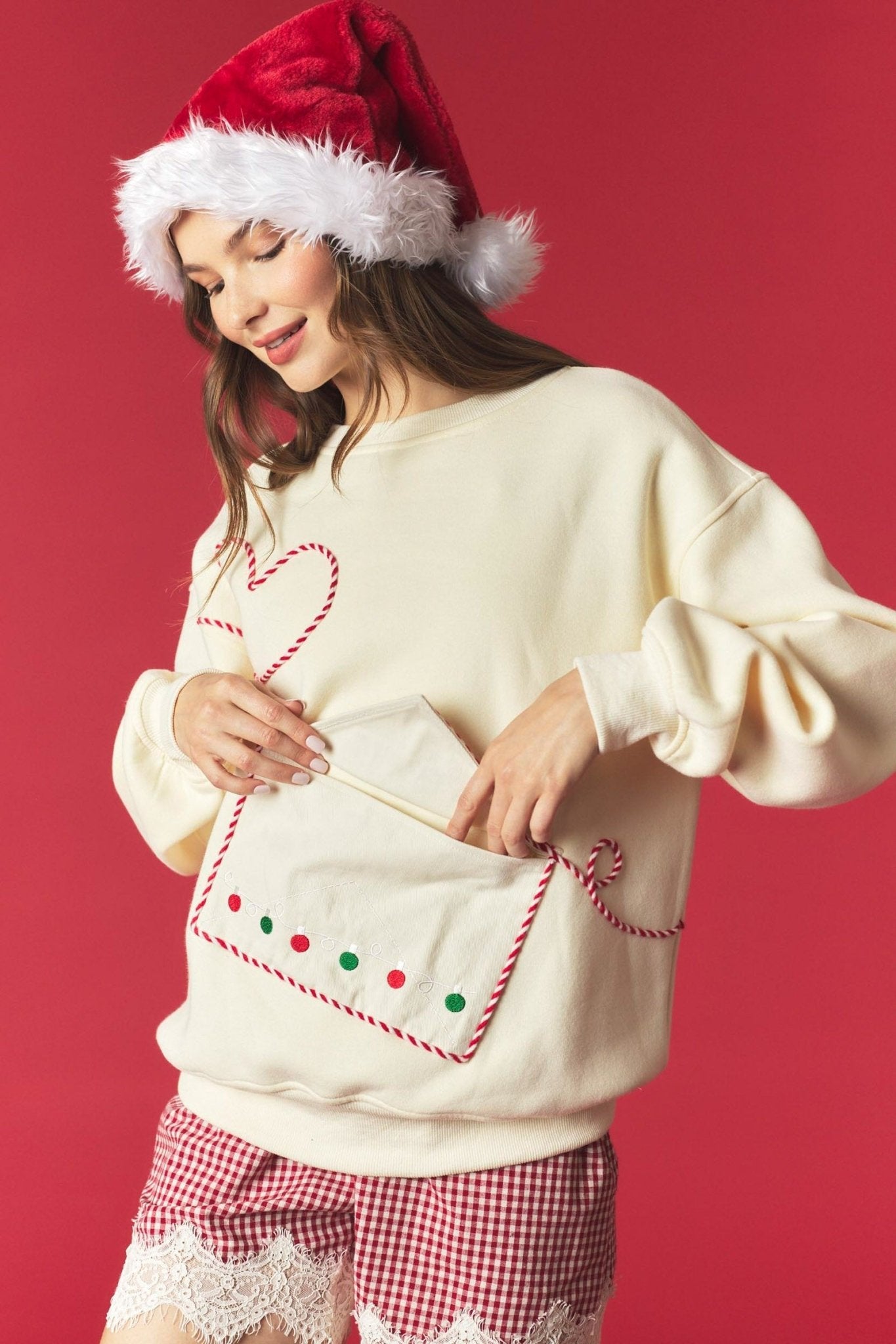 Butter Yellow Santa Letter Envelope Pocket Sweatshirt - The Bronze Butterfly