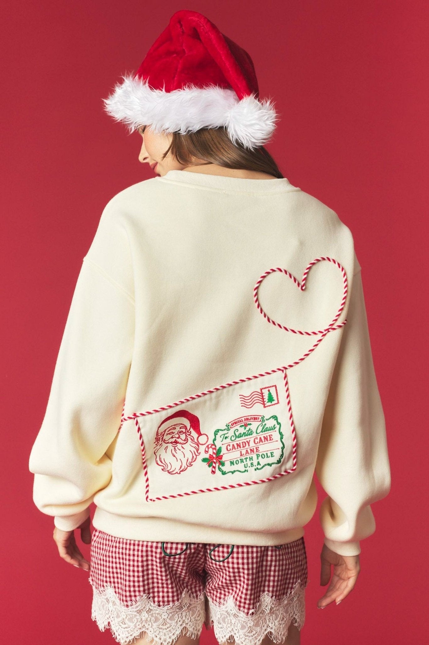 Butter Yellow Santa Letter Envelope Pocket Sweatshirt - The Bronze Butterfly