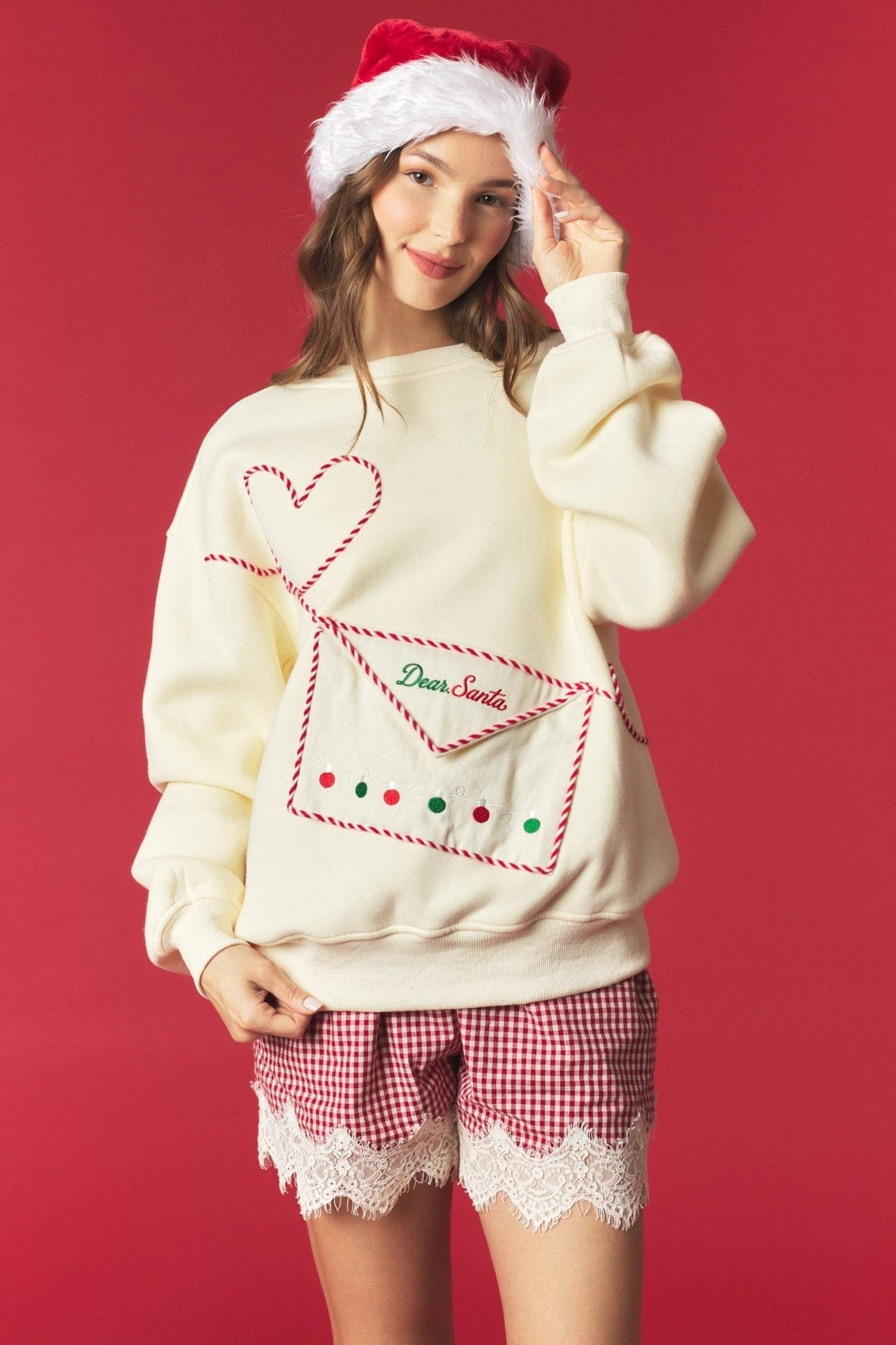 Butter Yellow Santa Letter Envelope Pocket Sweatshirt - The Bronze Butterfly