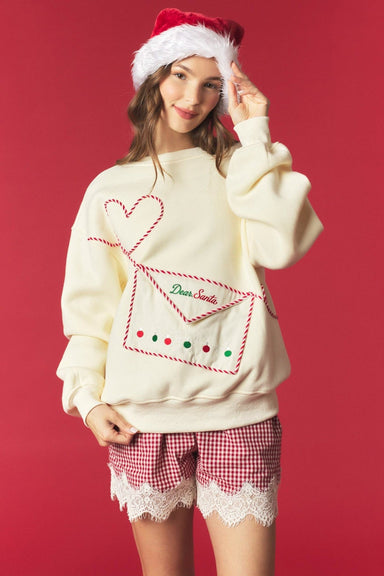 Butter Yellow Santa Letter Envelope Pocket Sweatshirt - The Bronze Butterfly