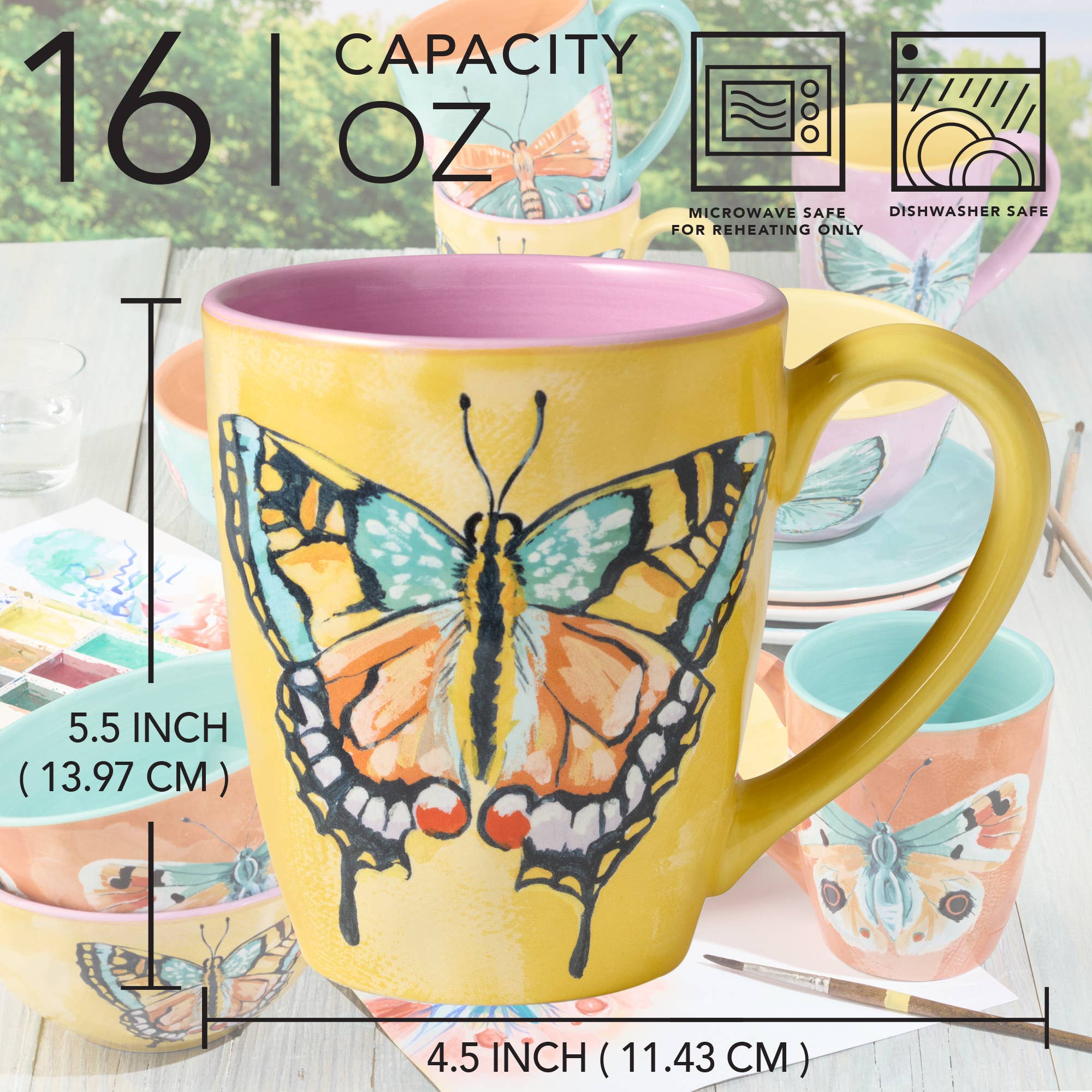 Butterflies Mug 16oz Assorted - The Bronze Butterfly