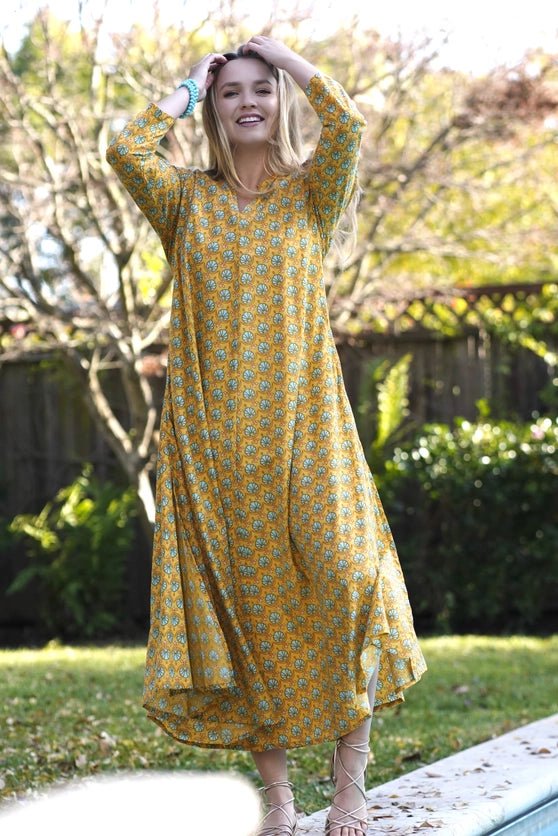 Calypso Mustard Dress - The Bronze Butterfly