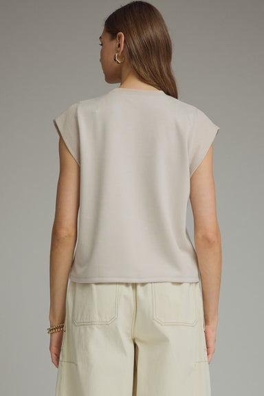 Cap Sleeve Crew Neck Top - Almond | Entro - The Bronze Butterfly