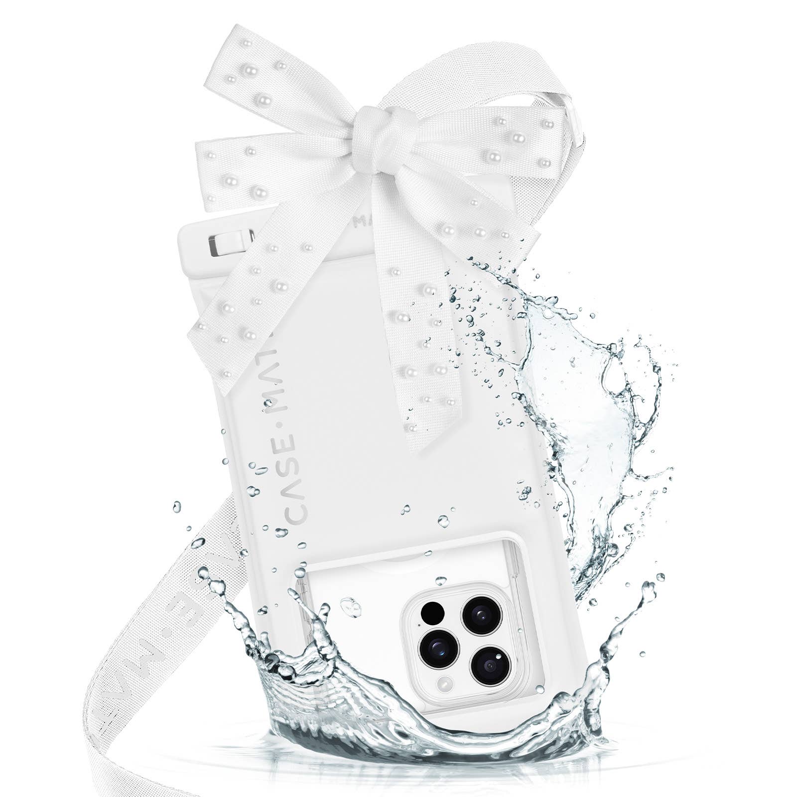 Case - Mate Ivory Pearl Bow Waterproof Floating Pouch - The Bronze Butterfly