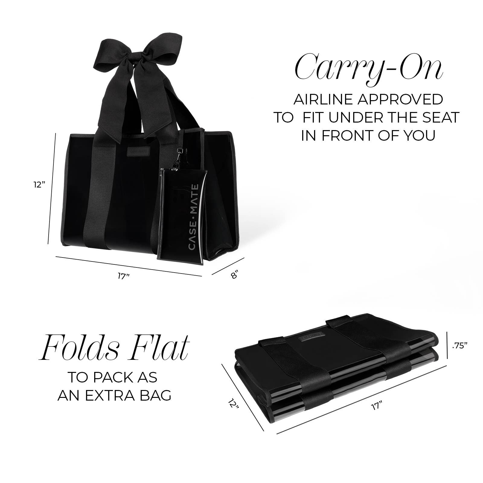 Case - Mate Midnight Black Bow Jelly Tote Bag - The Bronze Butterfly