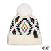 C.C Aztec Pattern Hat With Soft Faux Fur Pom - The Bronze Butterfly
