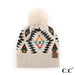 C.C Aztec Pattern Hat With Soft Faux Fur Pom - The Bronze Butterfly