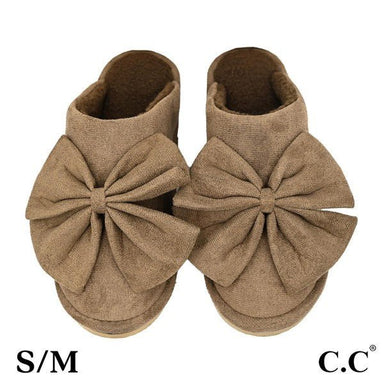 C.C. Faux Suede Bow Slippers - The Bronze Butterfly