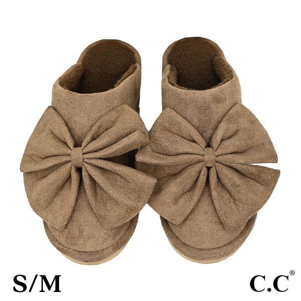 C.C. Faux Suede Bow Slippers - The Bronze Butterfly